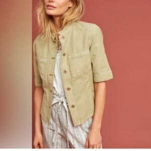 ANTHROPOLOGIE Moss Green Short Sleeve Jacket